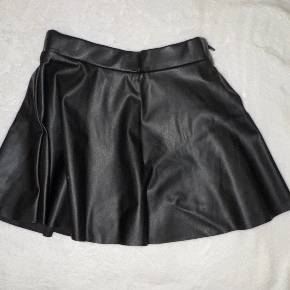H&M Black Faux Leather Flared Skirt